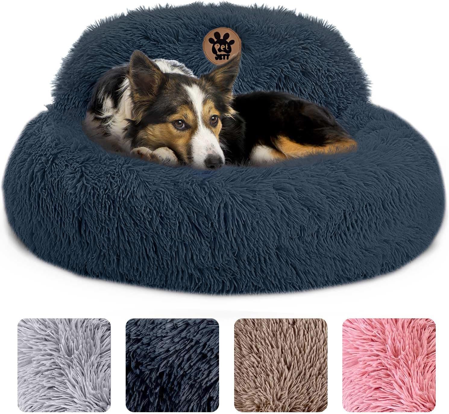 PetJett Calming Dog Bed, Special Donut Dog Bed for Medium Dogs, Innovative Calmi...