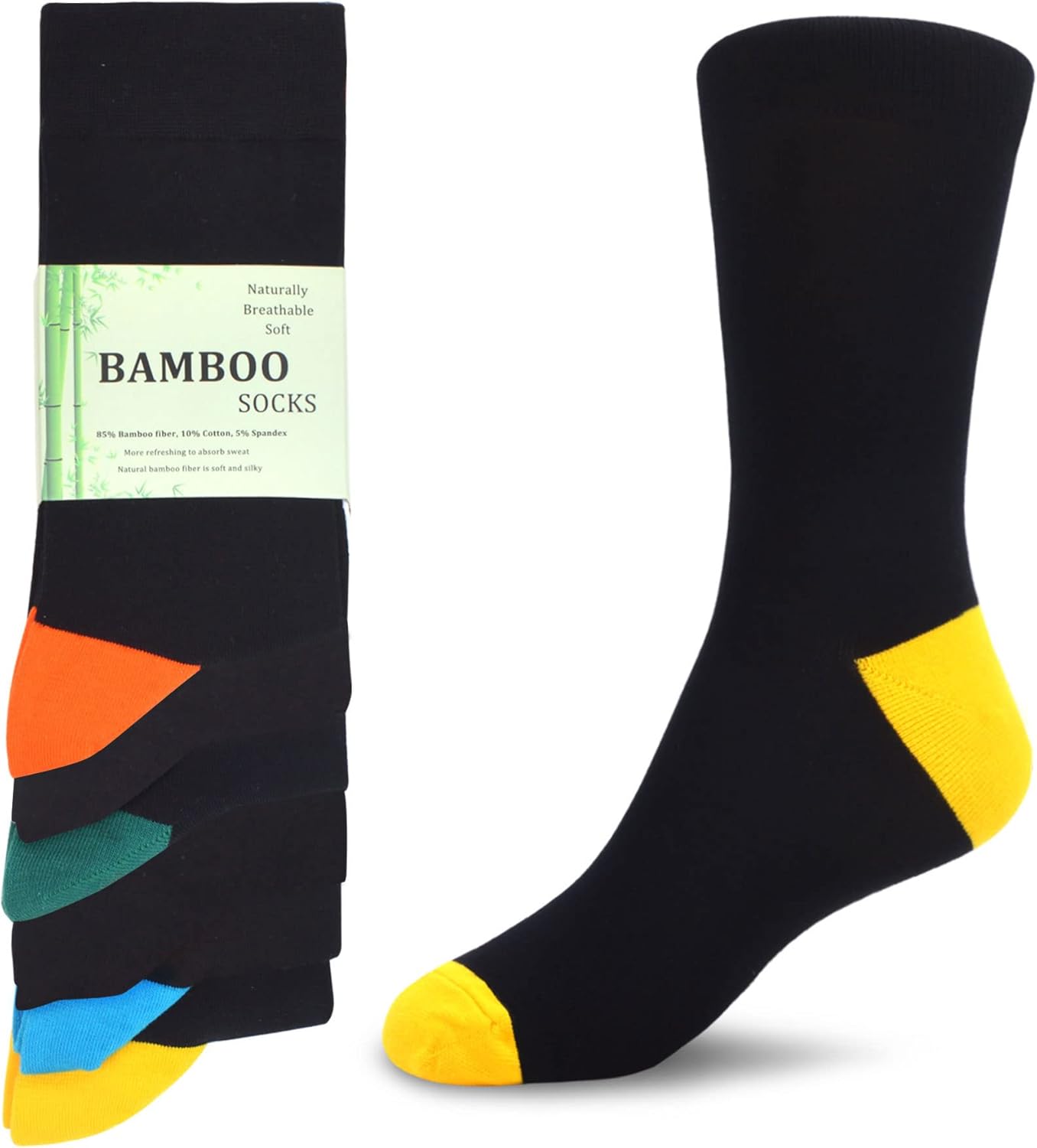 WeciBor Men's Bamboo Socks 6/12 Pack Breathable So...
