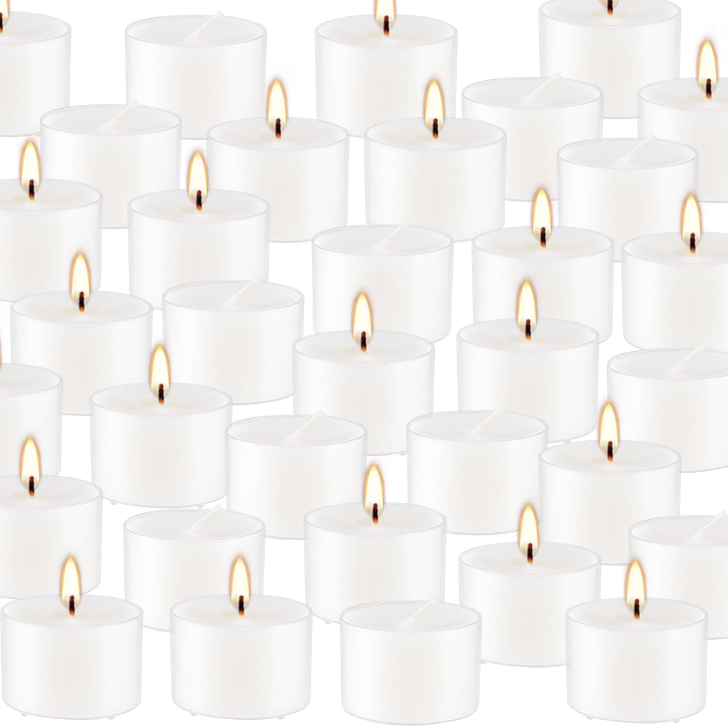 100 Pcs Vanilla Scented Tealight Candles in Clear Cup, White Wax Votive Candle f...