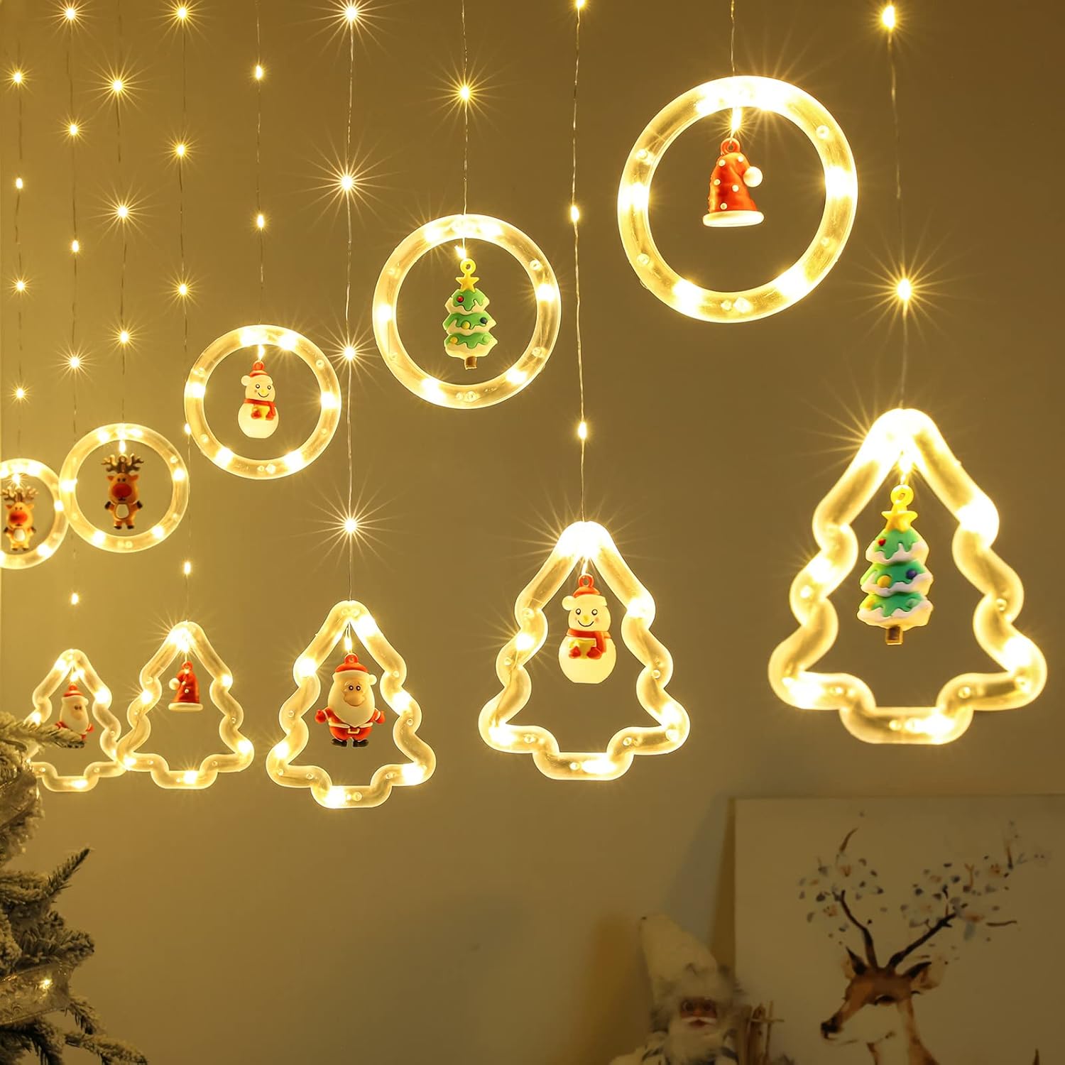 BLOOMWIN Xmas Window Lights, Special Christmas Curtain Lights for 3m Xmas Tree F...