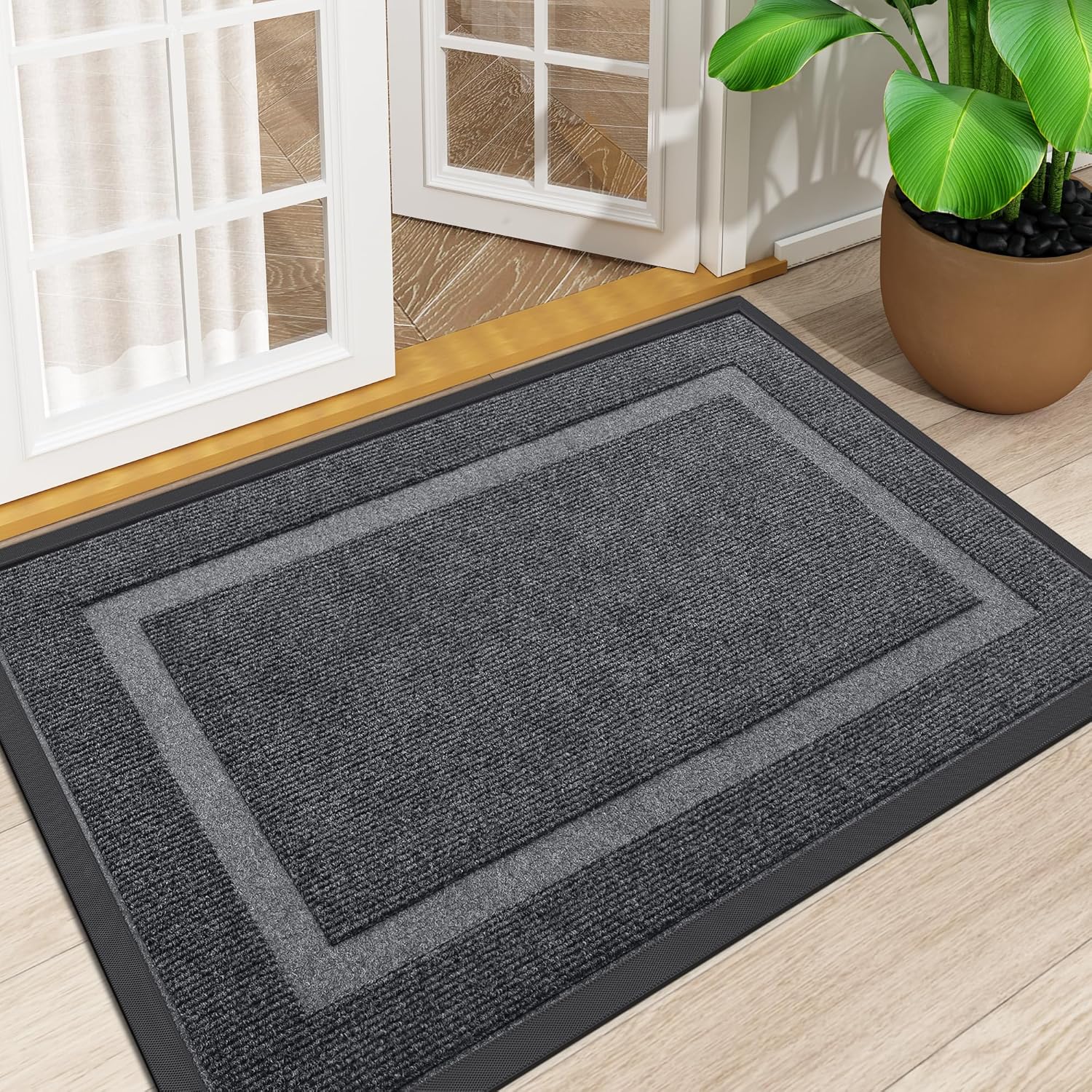 Homaxy Door Mat, Rubber Backed Non Slip Door Matts Indoor, Dirt Trapper Absorben...