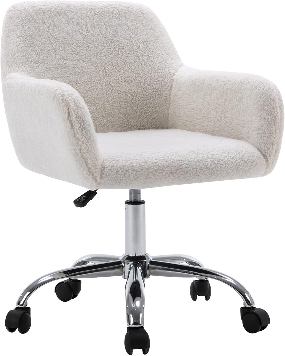 KCC Faux Fur Vanity Makeup Desk Chair, Special Comfy Fluffy Swivel Modern Leisur...