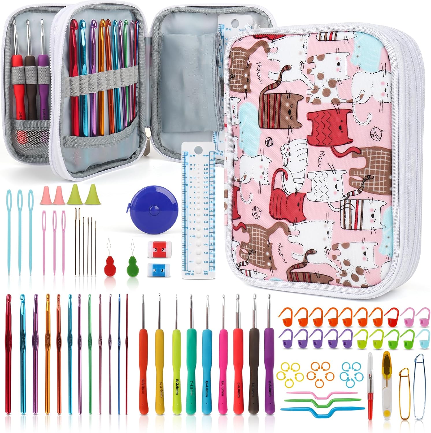Katech Crochet Hooks Kit with Case, 85-Piece, Ergonomic Crochet Needles Weave Ya...