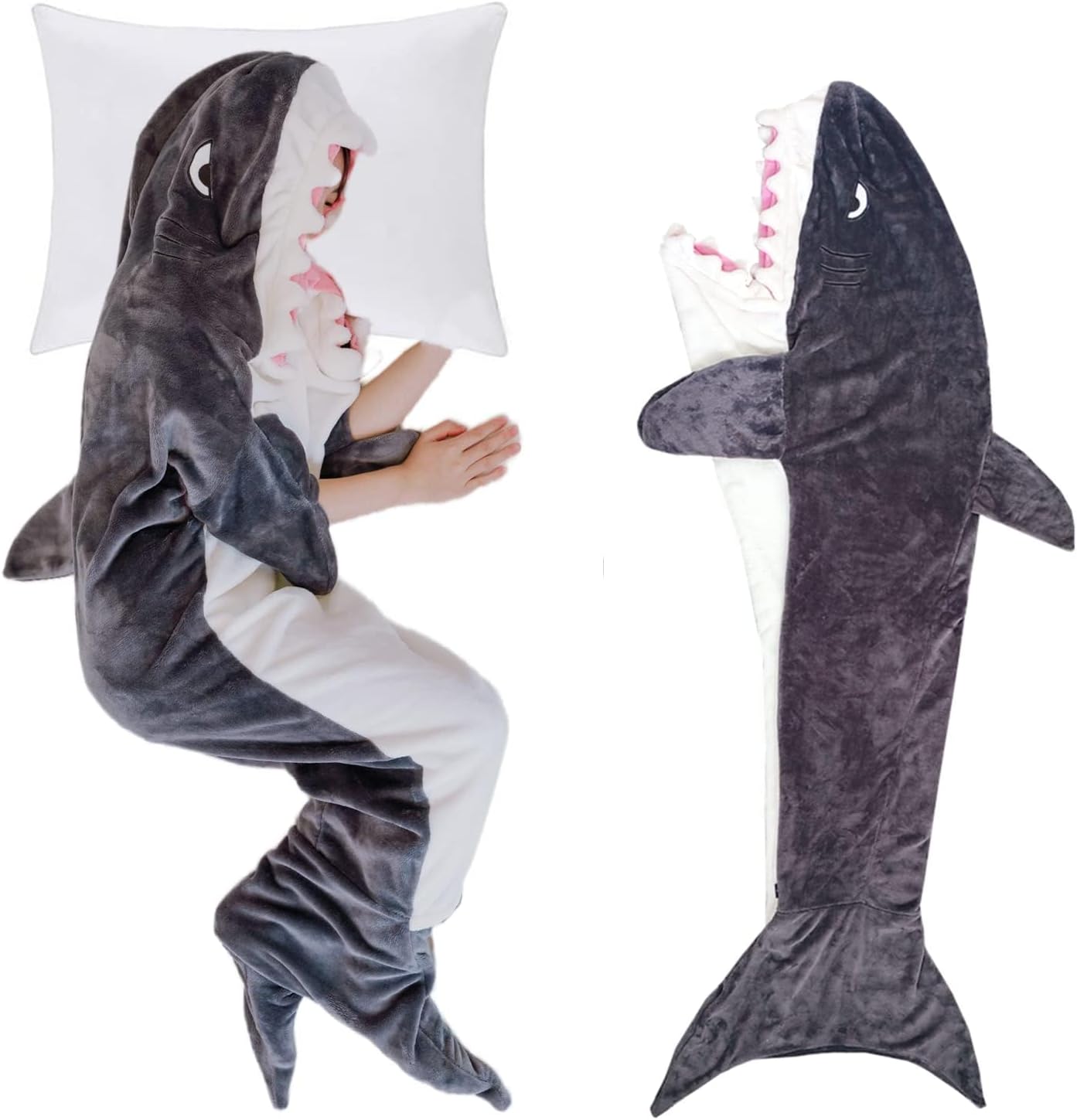 Shark Wearable Blanket, Cozy Flannel Shark Blanket Hoodie Onesie, Innovative Sha...