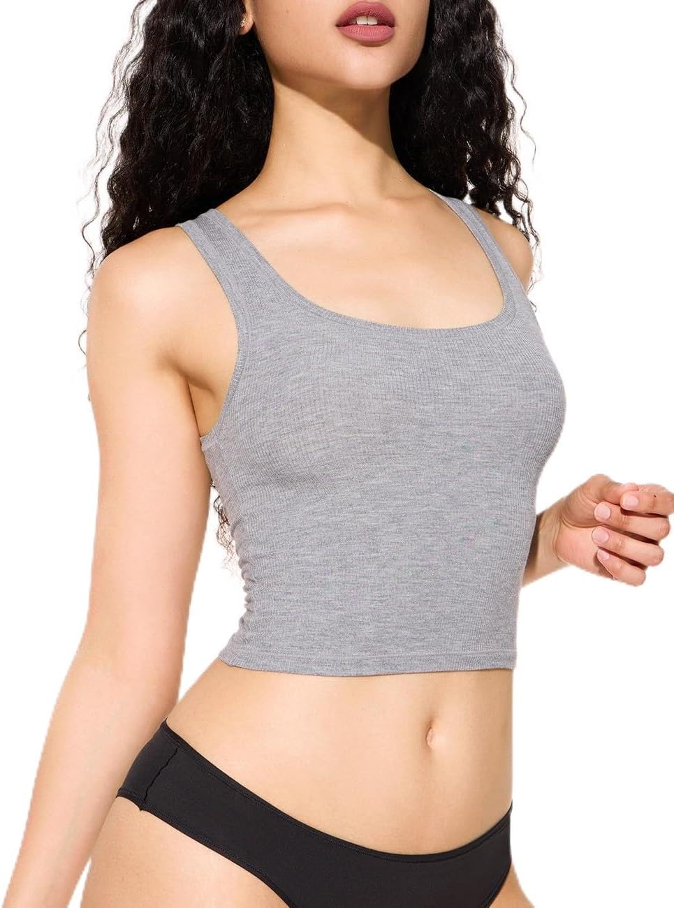 Women's Basic Sleeveless Crop Top Shirt Ribbed Scoop Neck Casual Summer Clothes...