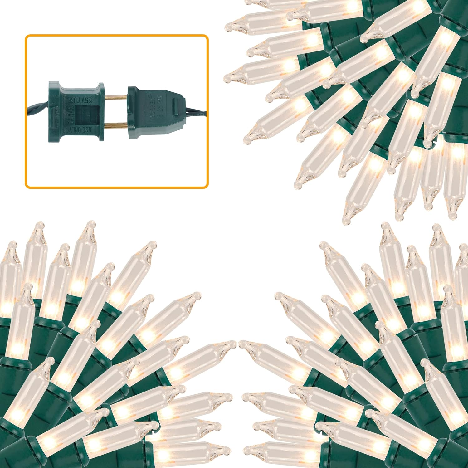 3 Sets Christmas Lights, 150 Count 33 FT Each Mini String Lights, Clear Green Wi...