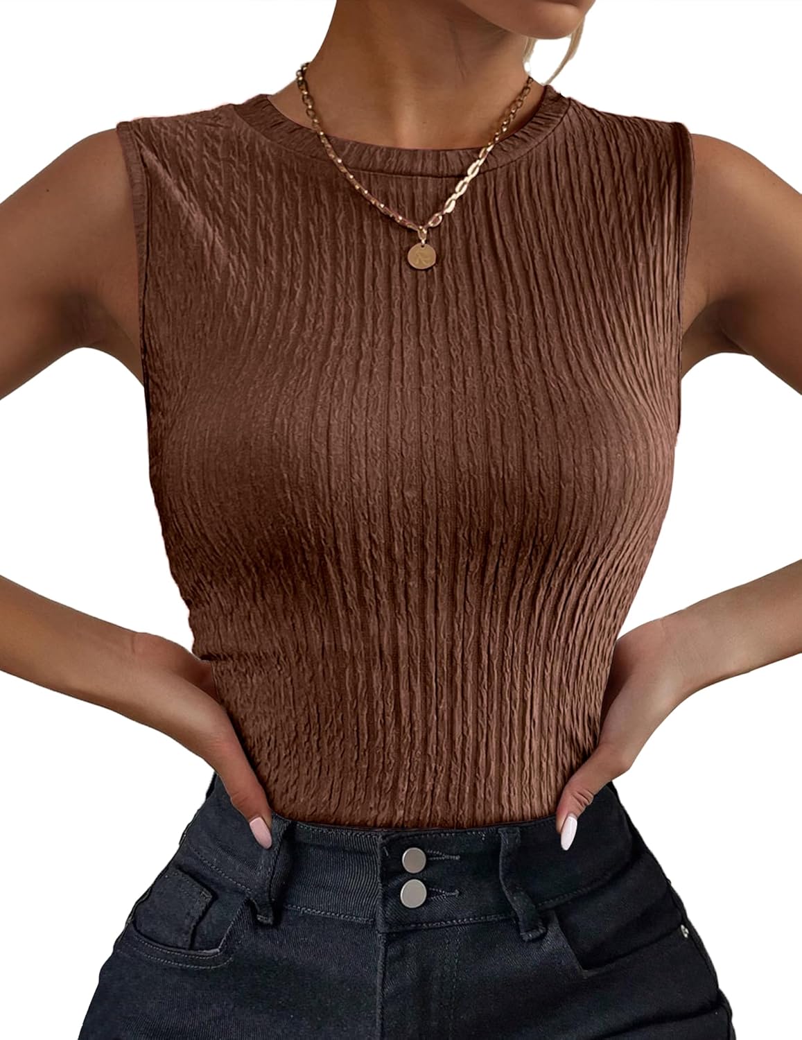 Zeagoo Women's High Neck Tank Top, Special Summer Casual Ribbed Knit Slim Fitted...