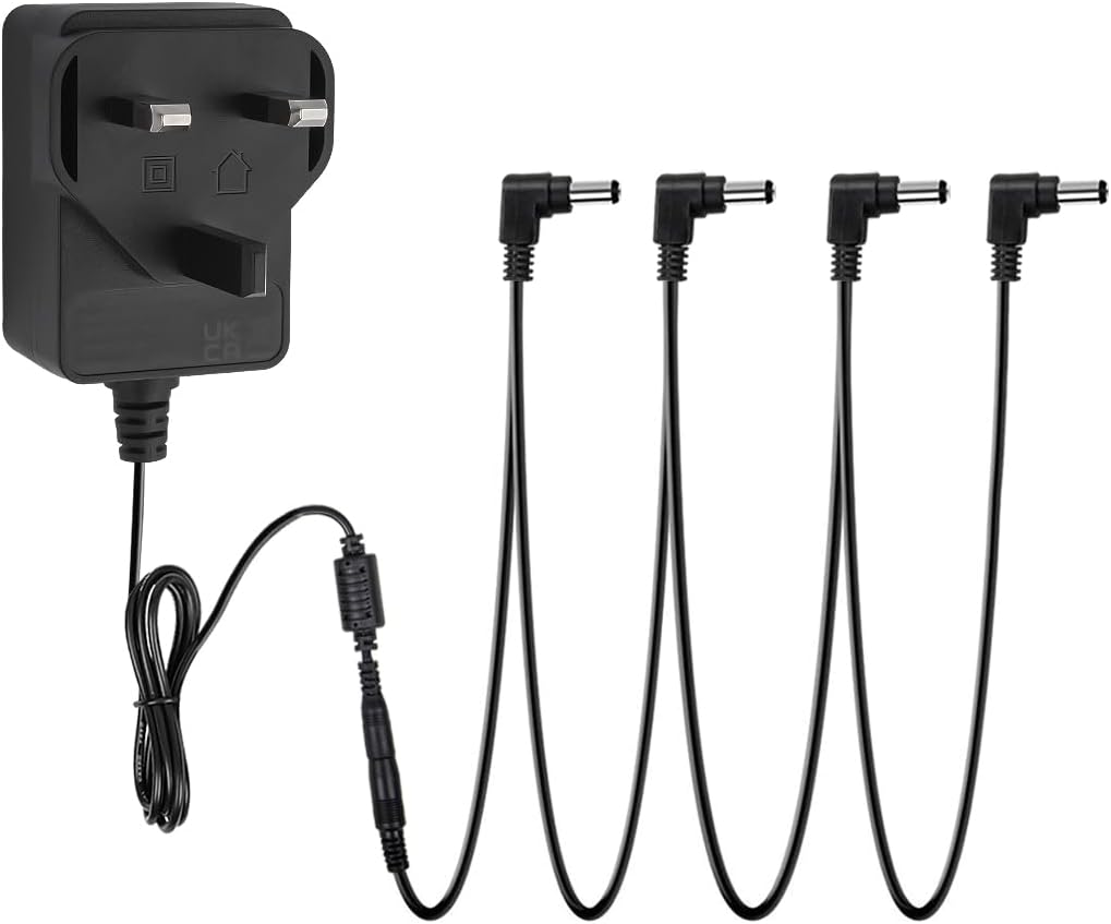 STRICH Guitar Pedal Power Supply Adapter (1000mA -1A) AC DC 9V with 4 Way Daisy...