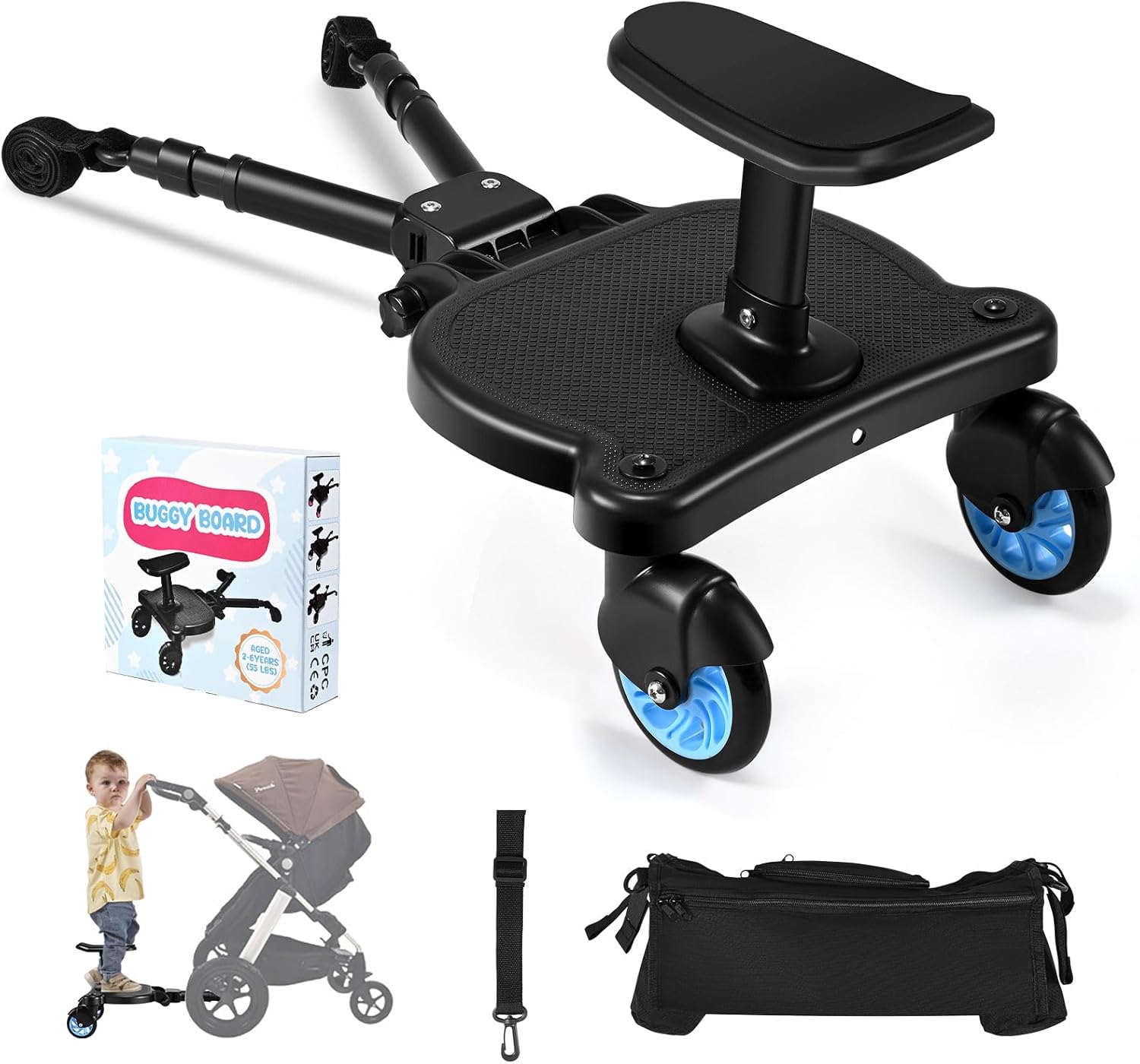 Innovative BugyKido Universal Buggy Board, Special Stroller Board With Detachabl...