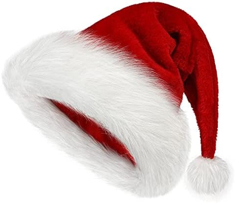 BSVI Christmas Hat, Red Velvet Santa Hat Comfort E...