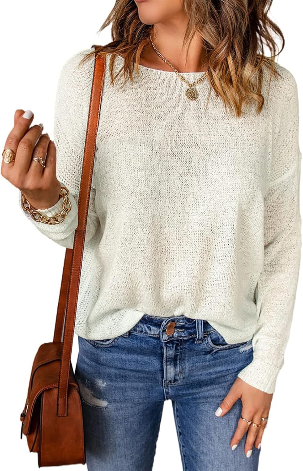Acelitt Womens Casual Lightweight Long Sleeve Crewneck Knit Shirts Tops, S-XXL X...