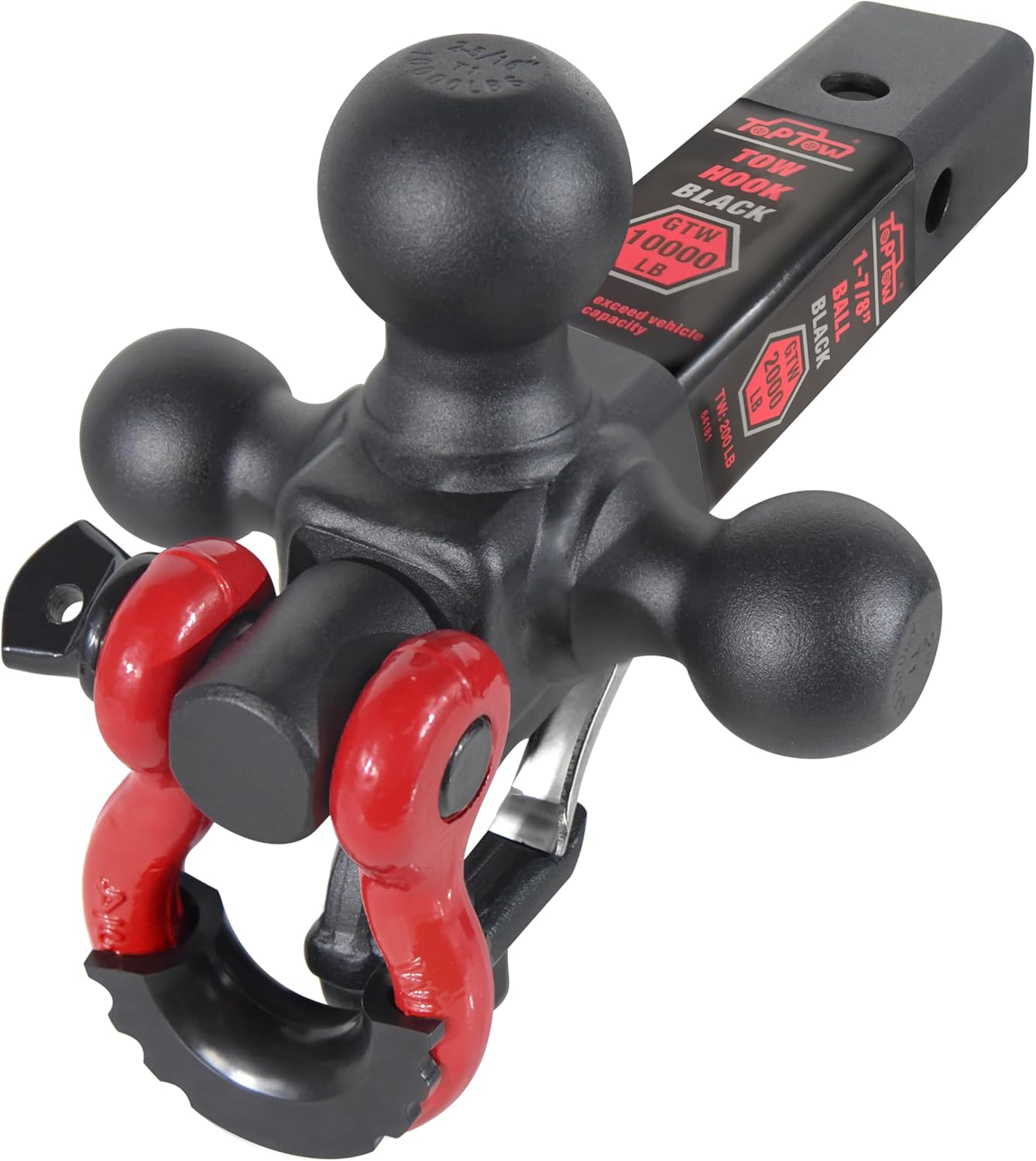 TOPTOW Recovery Shackle Ball Hitch Mount, Special Shackle Mount with Matte Black...