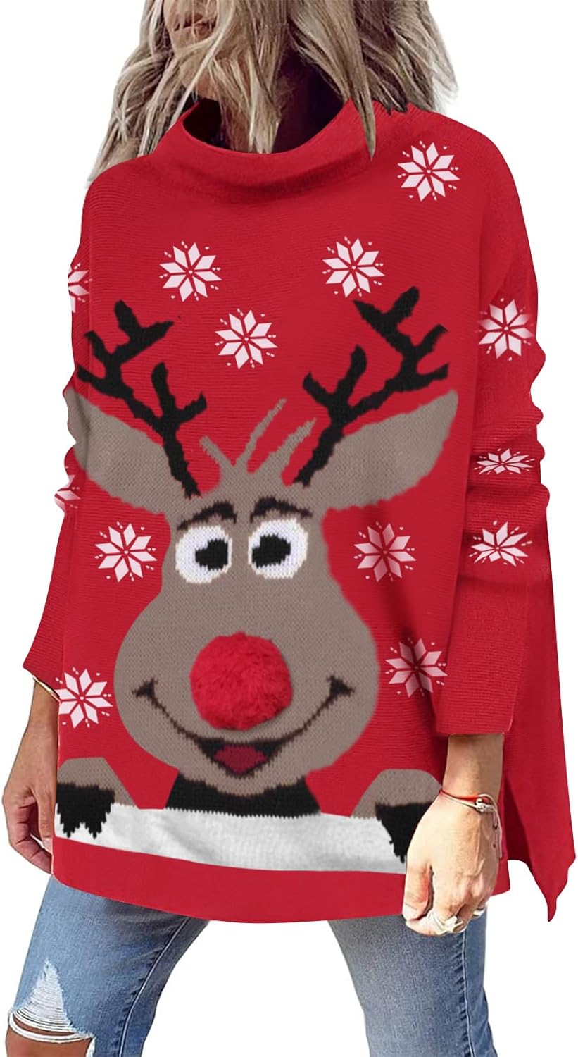 LILLUSORY Women's Mock Turtleneck Sweater, Special Oversized Long Sleeve Casual...