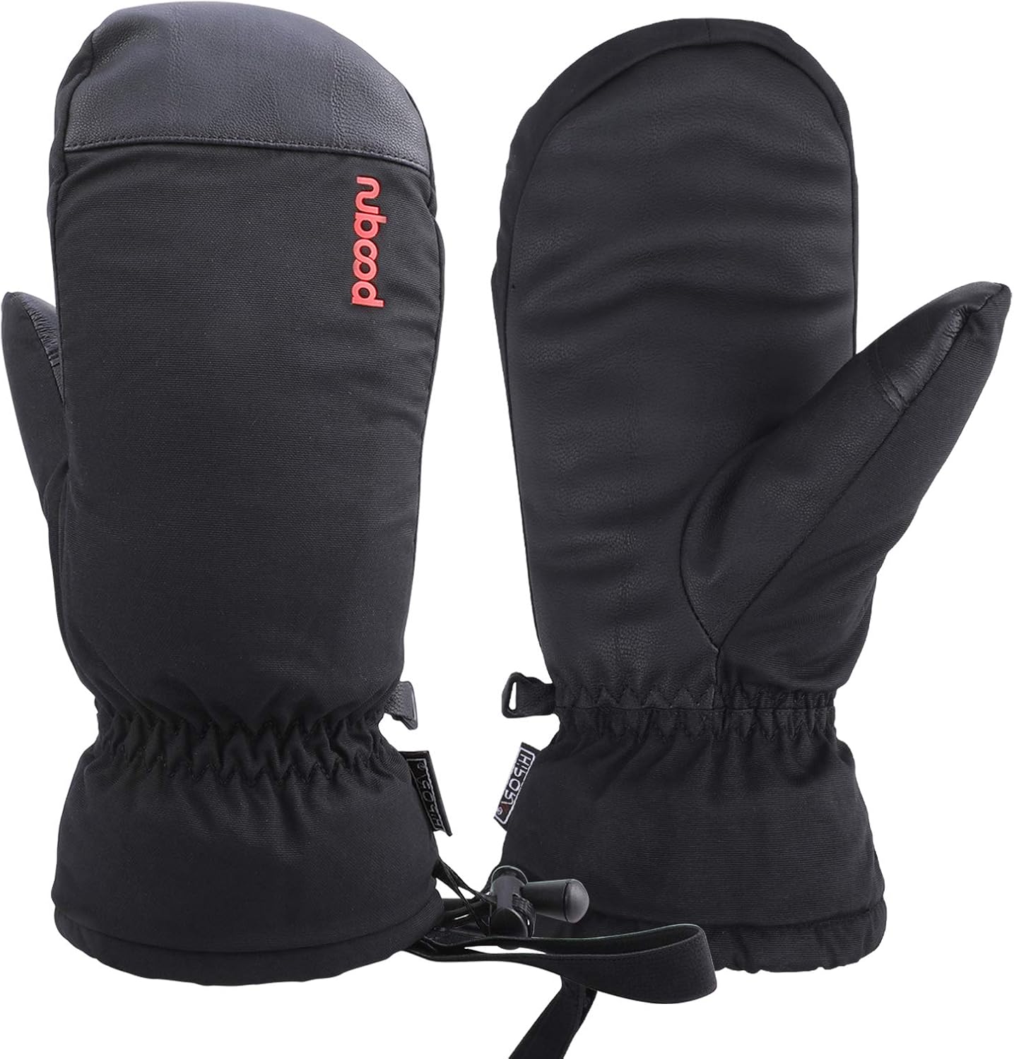 QKURT Ski Mittens, Winter Snowboard Mittens Gloves Waterproof Snow Gloves Leathe...