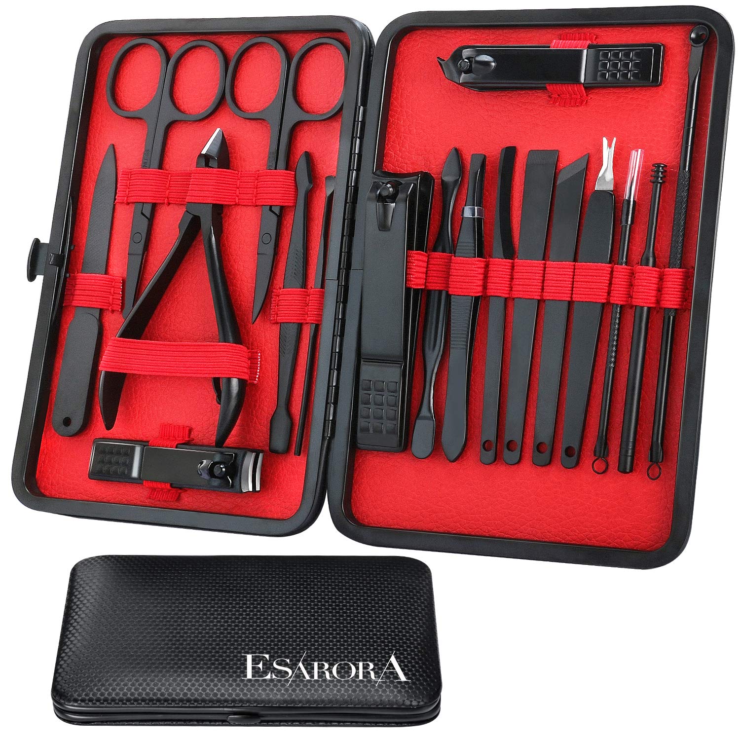 ESARORA Manicure Set, 18 in 1 Stainless Steel Professional Pedicure Kit Nail Sci...