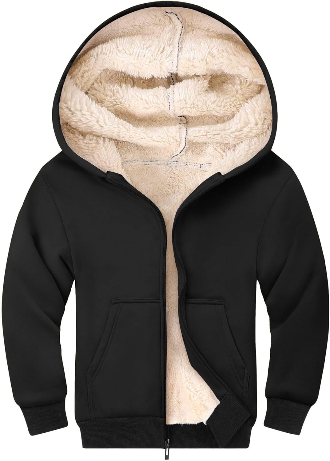 Gihuo Unisex Boy's Girls Winter Warm Sherpa Lined Zip Up Sweatshirt Fleece Jacke...