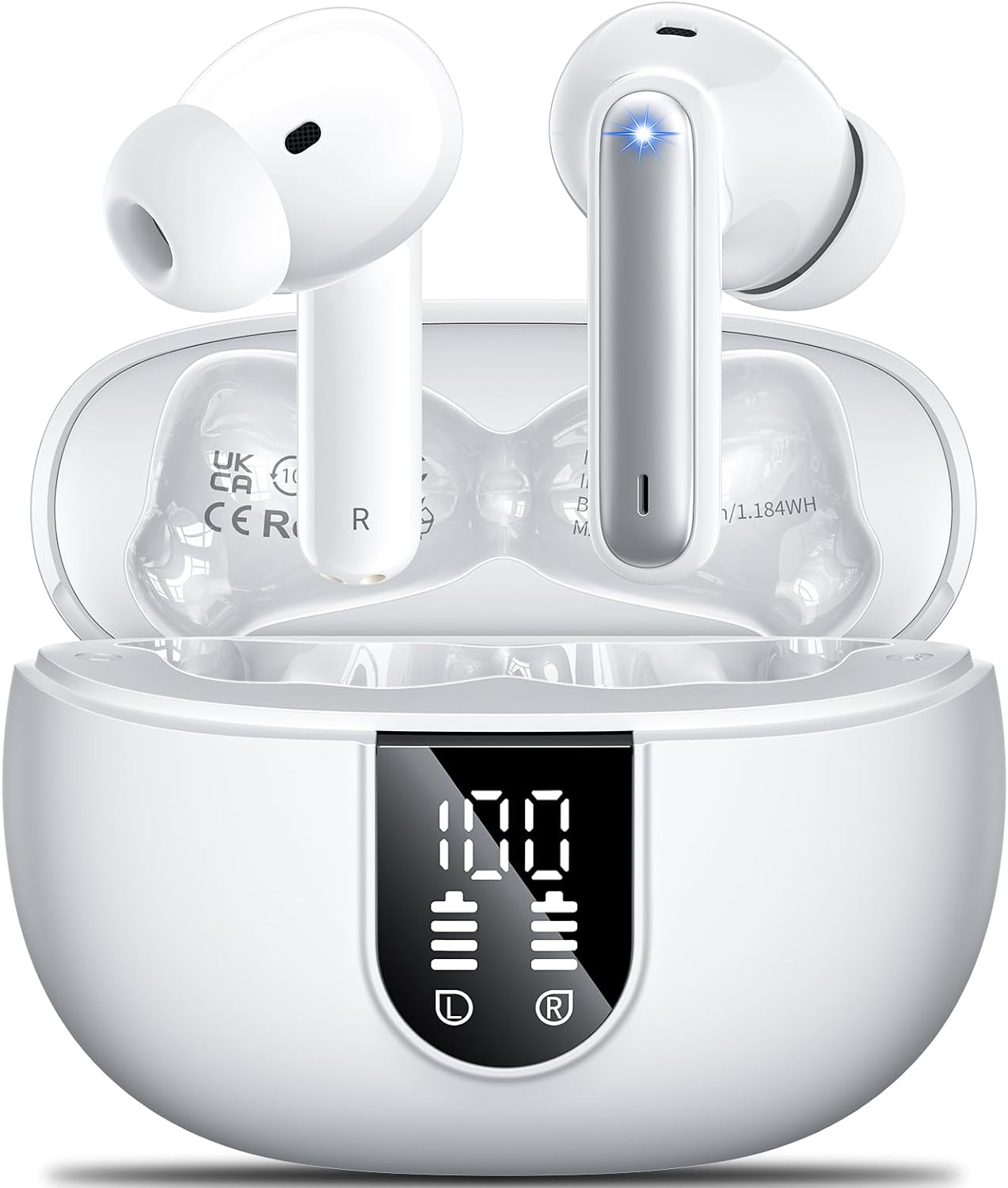 Wireless Earbuds,Wireless Earphones Bluetooth 5.3 in Ear with 4 Mic ENC Calls No...