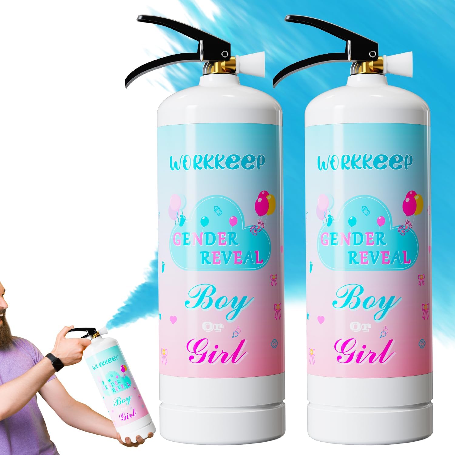 Giant Gender Reveal Fire Extinguisher Color Blasters: 2 Pcs Blue Blaster Only fo...