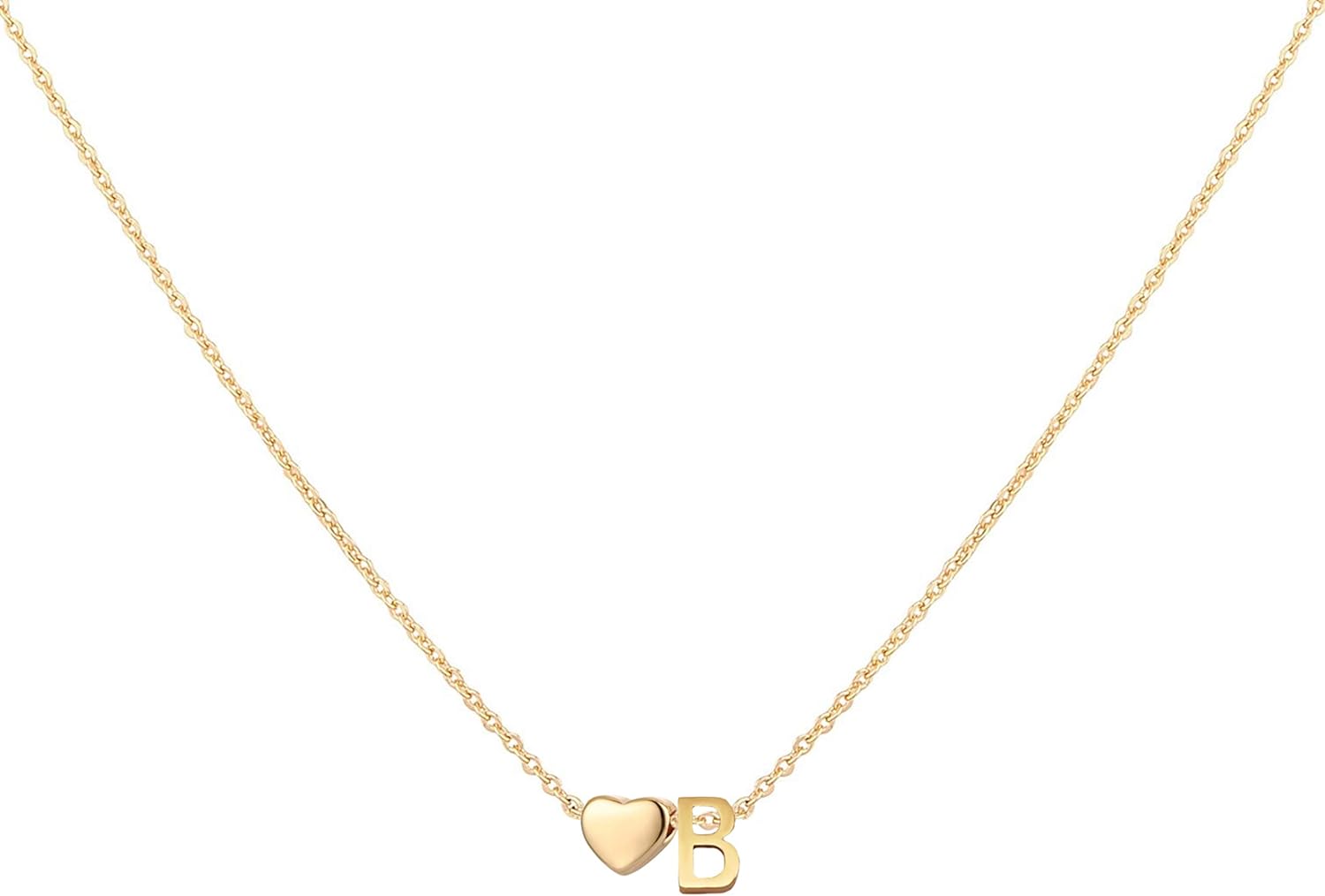 Glimmerst Initial Heart Necklace, Special 18K Gold Plated Stainless Steel Charm,...