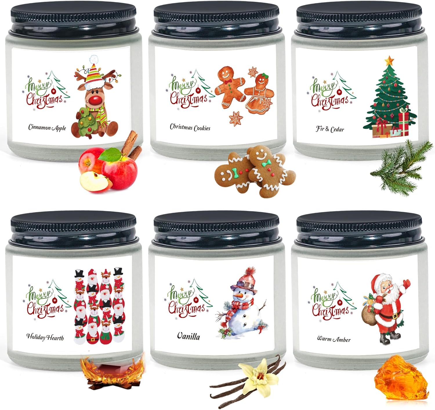 Christmas Candles, Special Scented Candles for Home, Innovative 6 Pack Soy Candl...