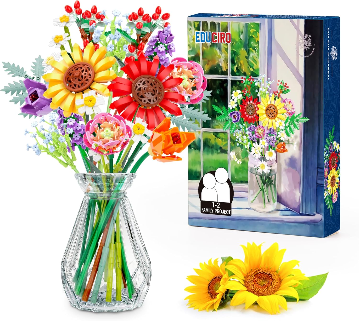 **Title**: "Special Wildflower Flowers Bouquet Building Set, Unique Sunflower Fl...