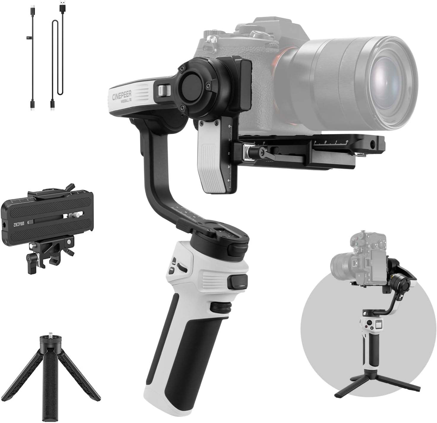 ZHIYUN CINEPEER WEEBILL 3E Mirrorless Gimbal Lightweight Stabilizer, Up to 3kg/6...