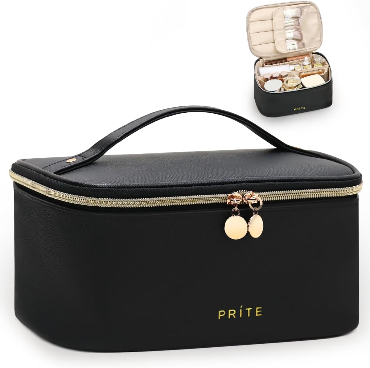 Prite Makeup Bag, Large Capacity Portable Travel Cosmetic Bag, Waterproof Makeup...