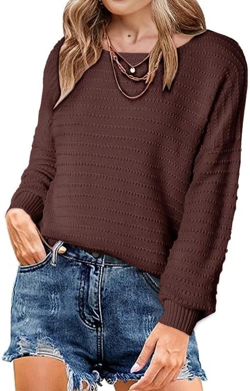 Dokotoo Ribbed Knit Sweater, Special Women's Drop Shoulder Sweater, Innovative P...