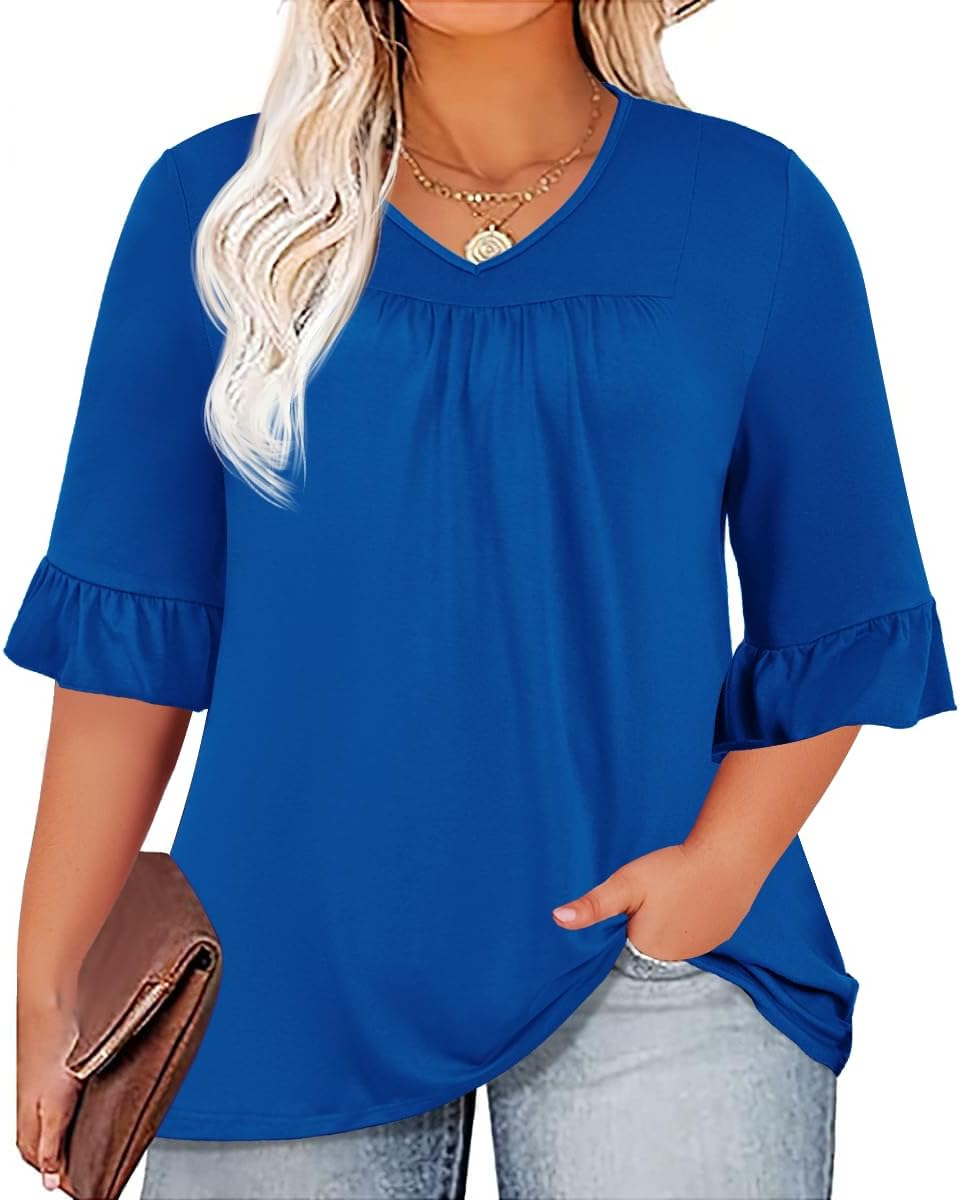**Title:** "Best Micoson Womens Plus Size Tops, Unique 3/4 Ruffle Sleeve Shirt,...