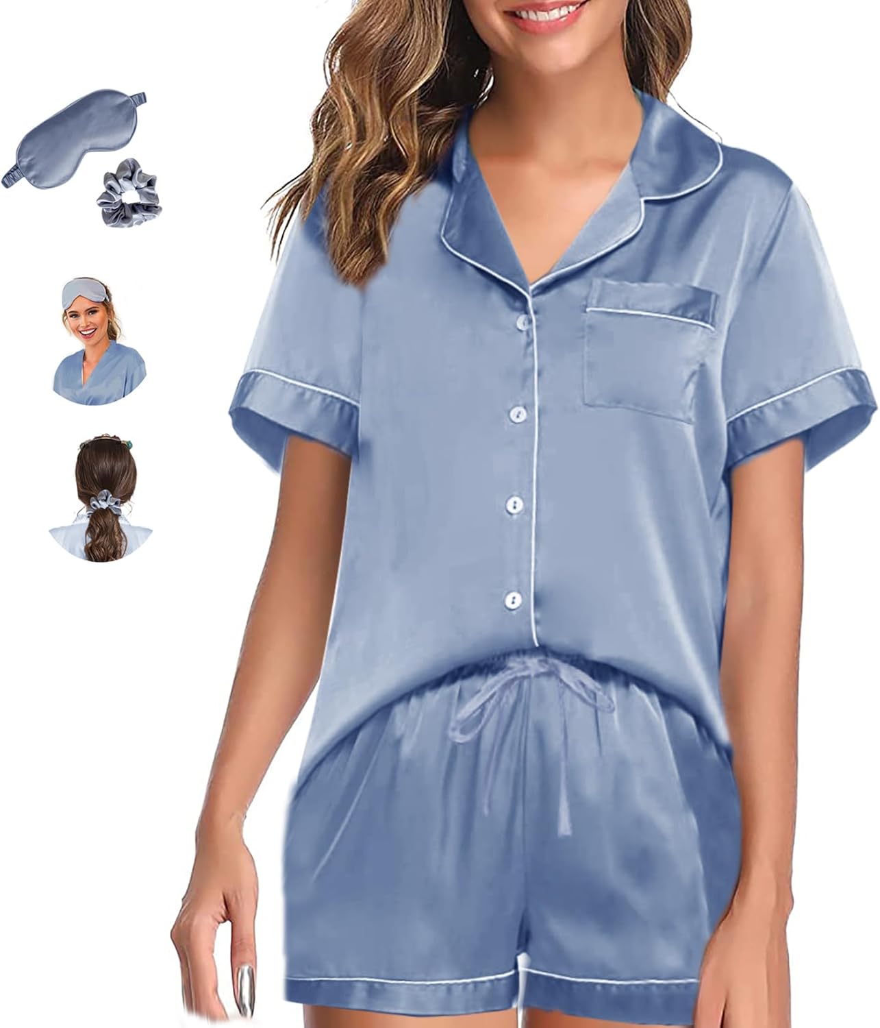 Women's Pajama Sets XS-4XL, Special Silk Satin Pajamas Set Floral 2Pcs, Innovati...