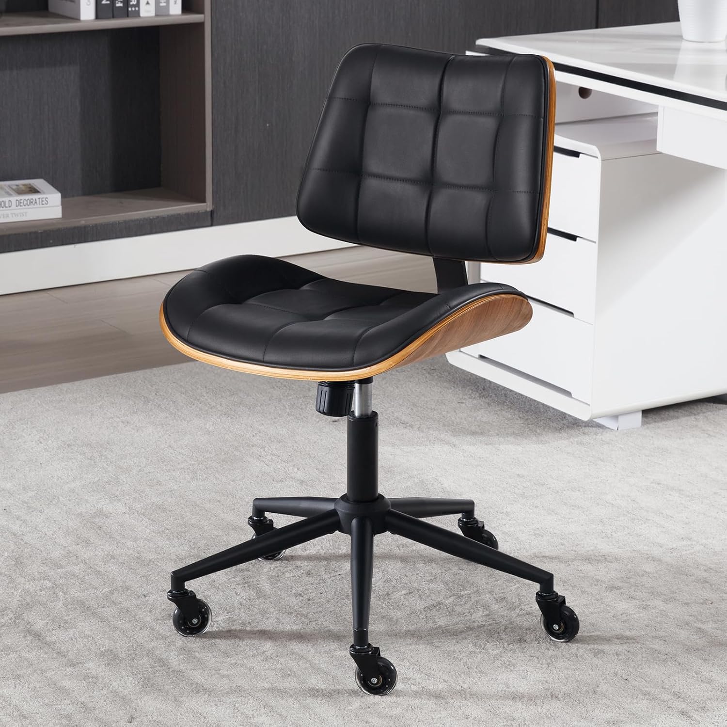Home Office Desk Chair with Wheels, Adjustable Hei...
