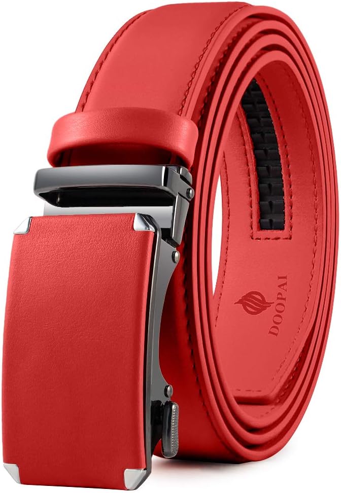 DOOPAI Belt Men, Ratchet Belt Dress Adjustable 1 3/8" Genuine Leather Designer B...