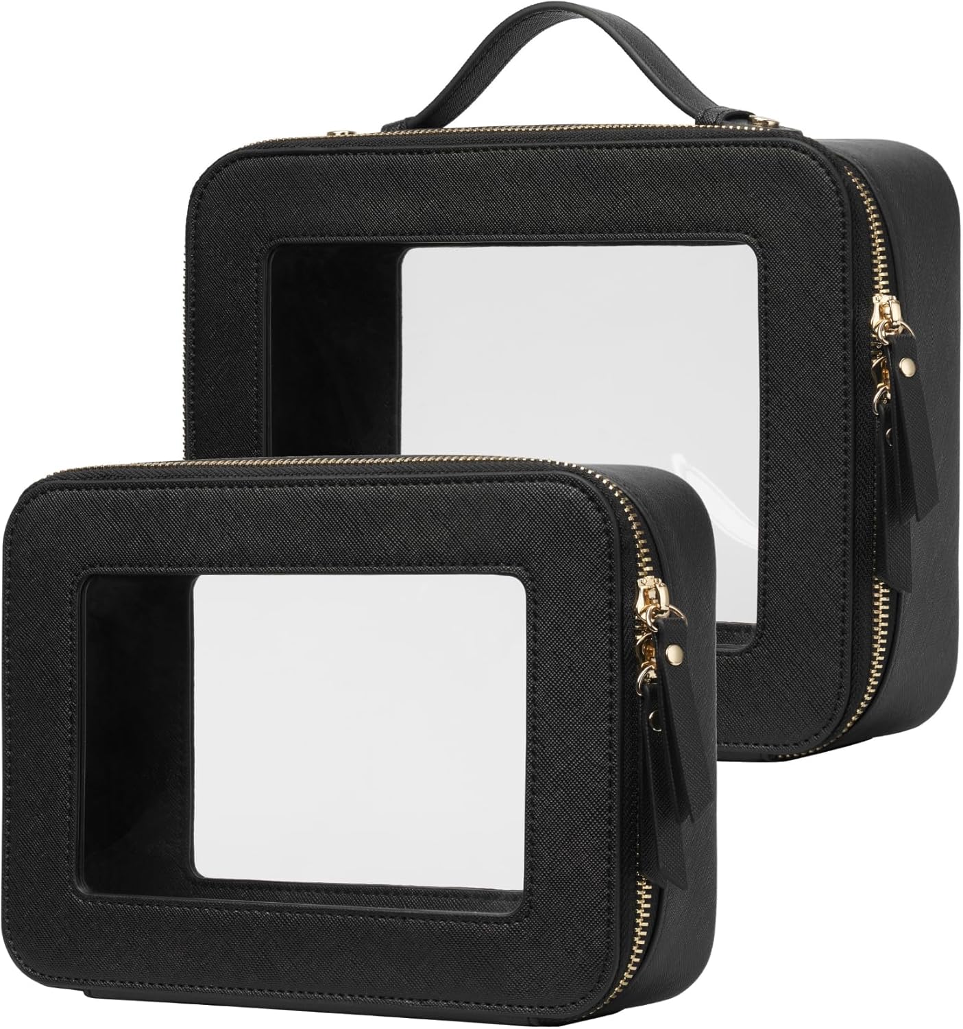 Popvibe Clear Makeup Bag Travel Cosmetic Case Transparent Toiletry Bag with Zipp...