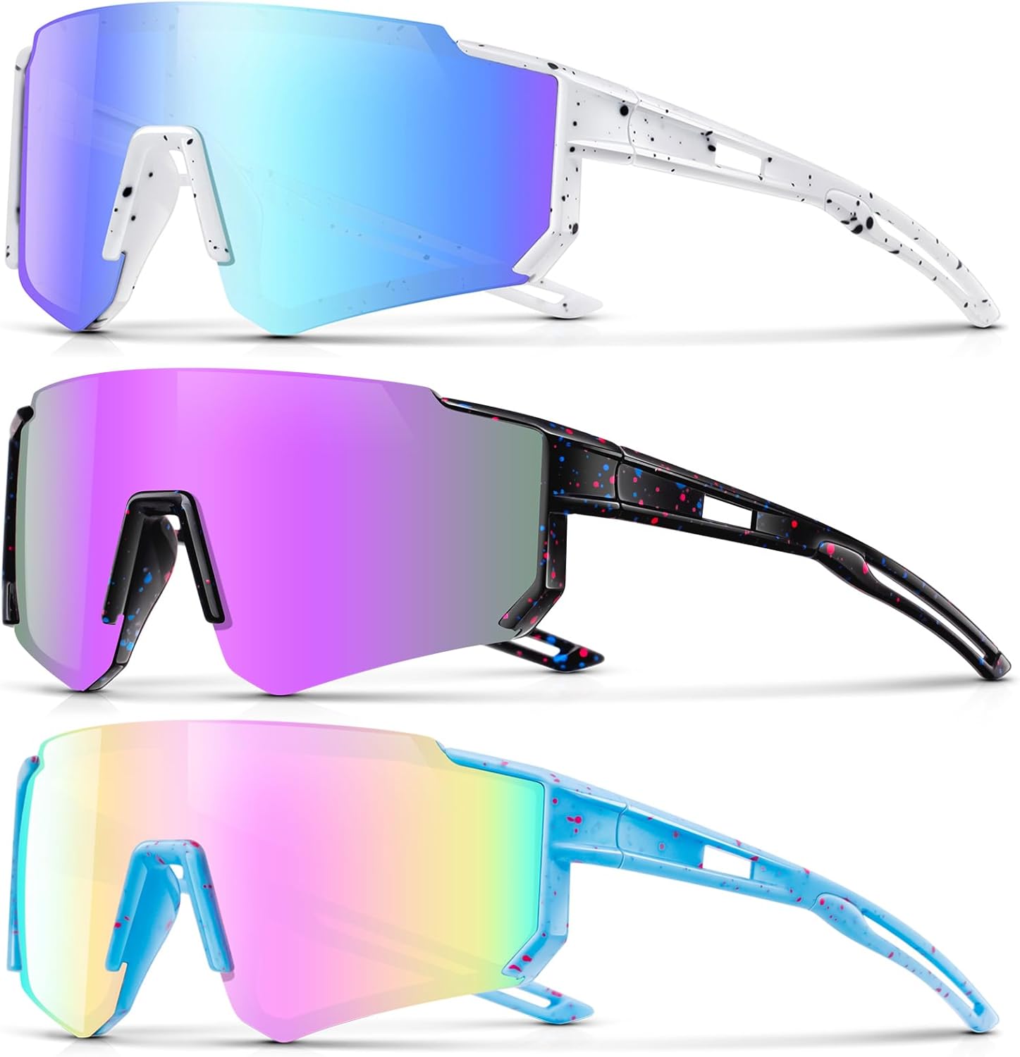 3PACK Kids Sunglasses Polarized Youth Baseball Sunglasses Boys Girls Softball Cy...