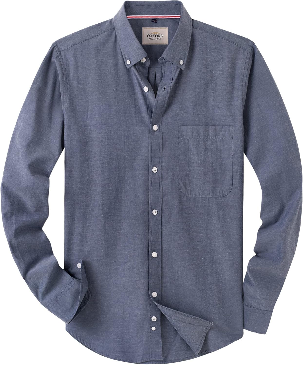 J.VER Men's Long Sleeve Oxford Shirt, Casual Plain Shirt with Smart Non Iron Tec...