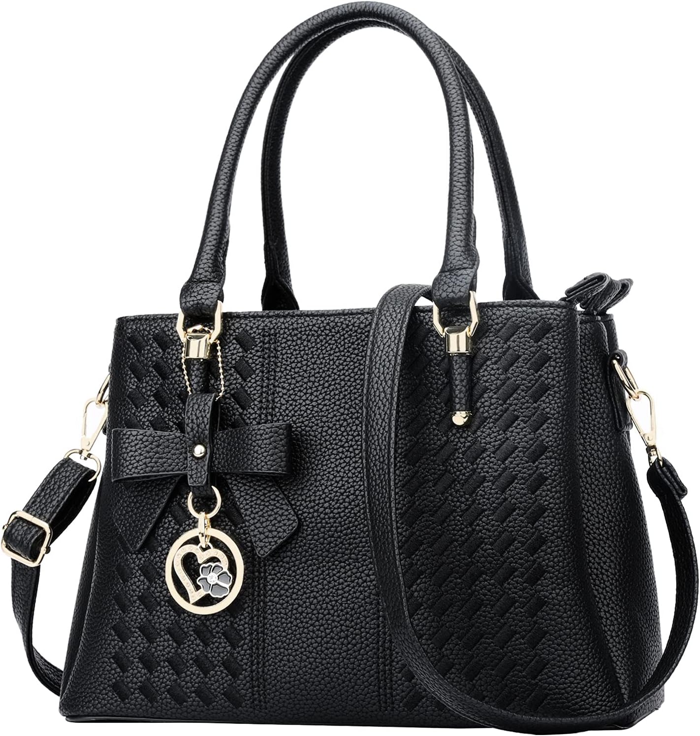 KKXIU Women Satchel Bags Handle Shoulder Handbags and Purses Pockets Zipper Leat...
