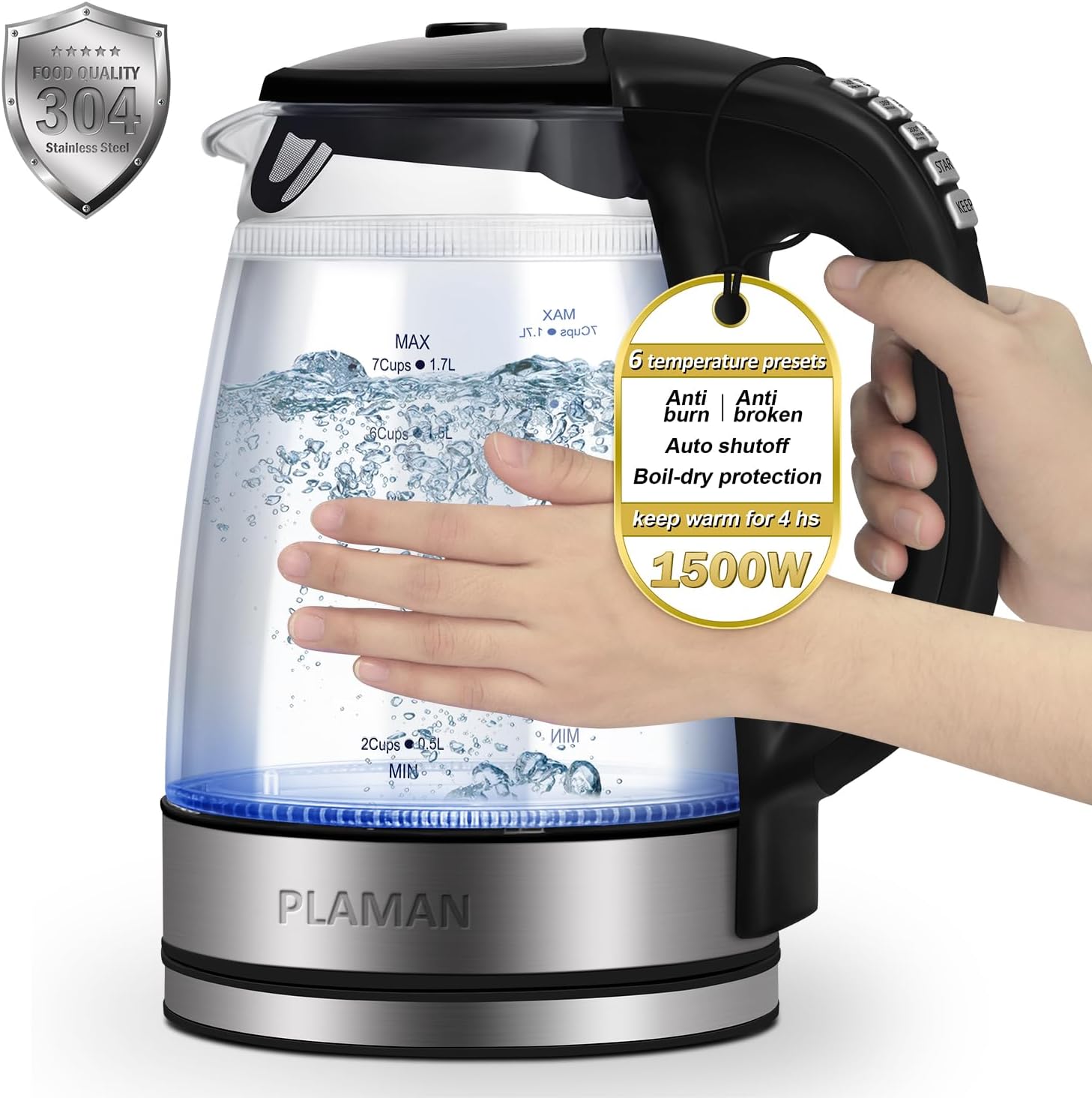 Plaman Electric Kettle Temperature Control - Keep...