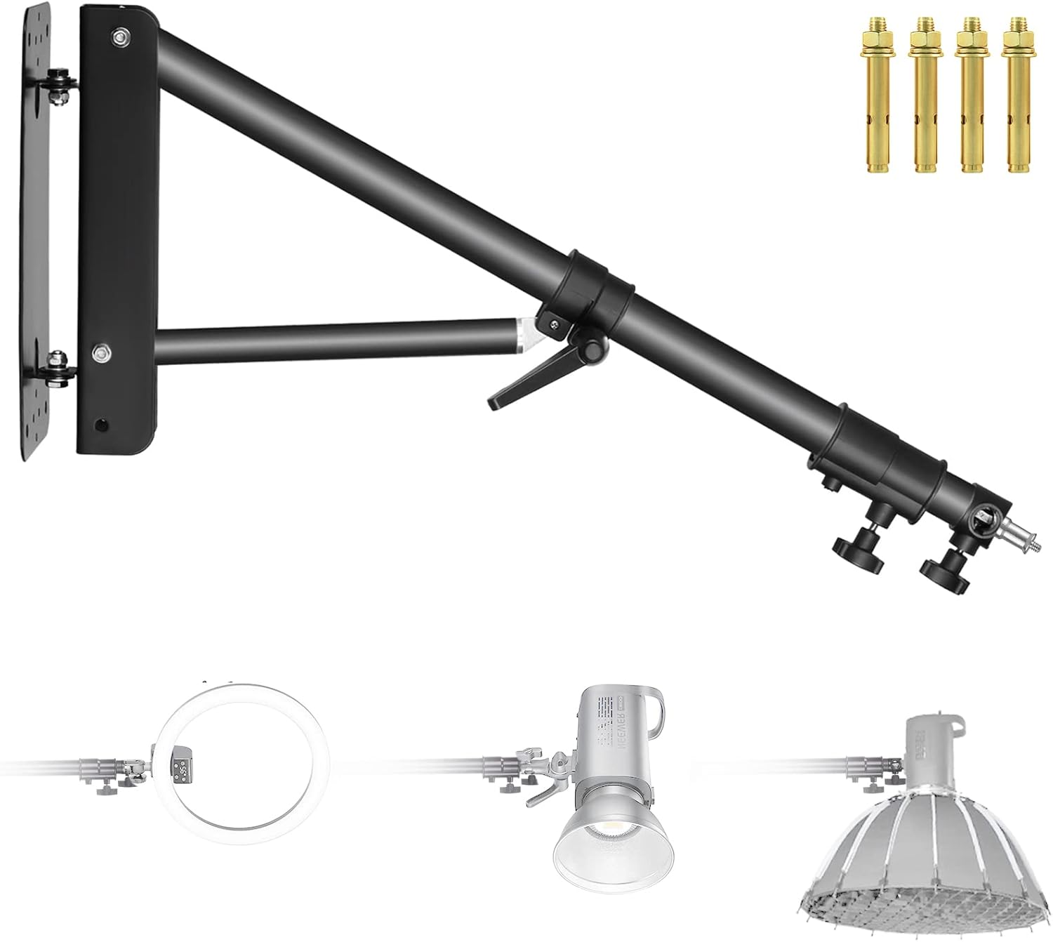 Neewer Wall Mounting Triangle Boom Arm, Special Photography Boom Arm for Strobe...