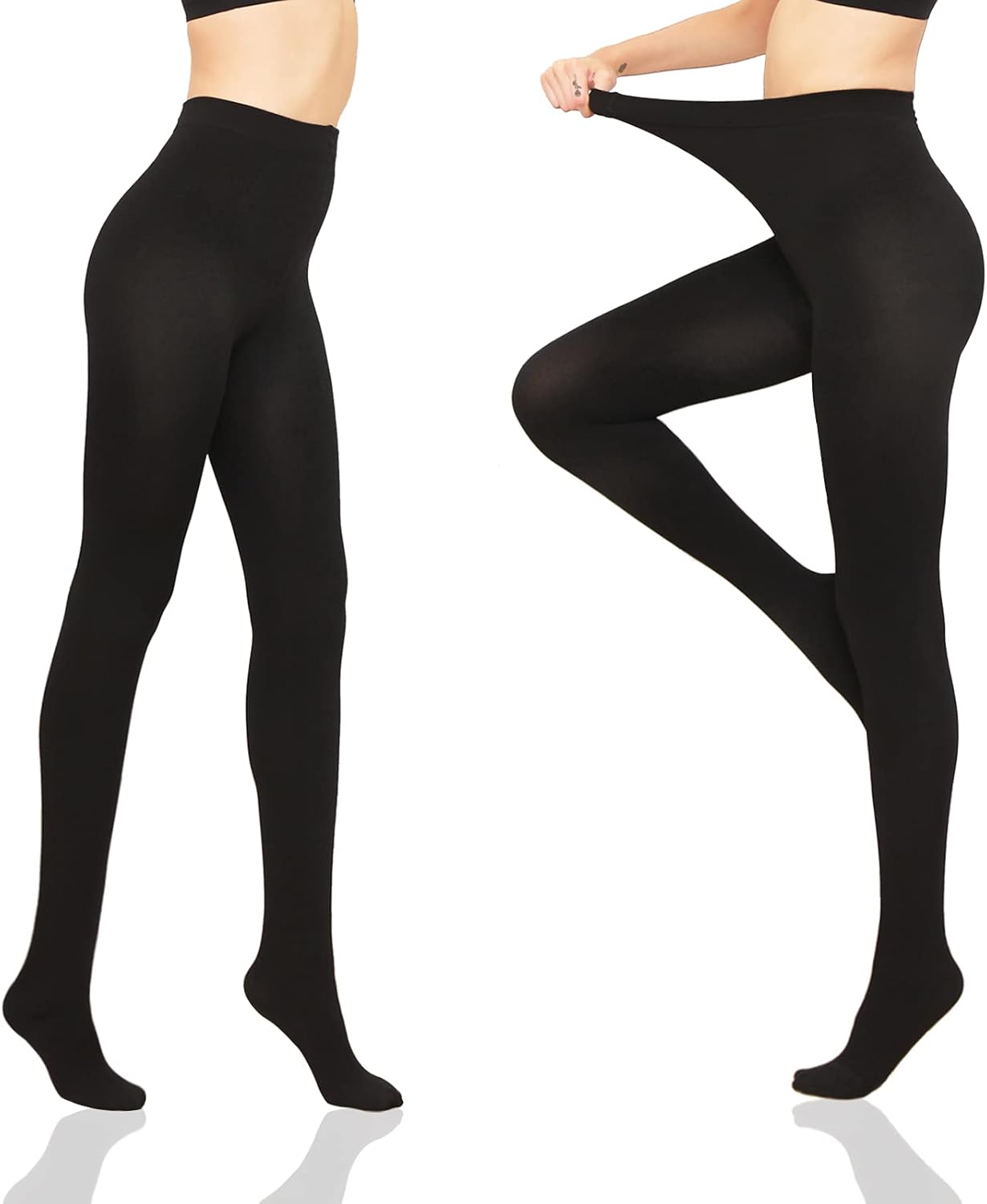 HA WA 2 Pair 120 Denier Women's Thermal Tights,Warm Fleece Lined Winter Thick Op...