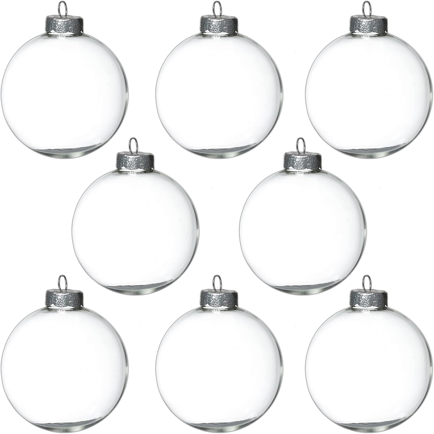 4E's Novelty 12 Pack 3.15 Inch Clear Glass Christmas Ornament Balls - Fillable G...
