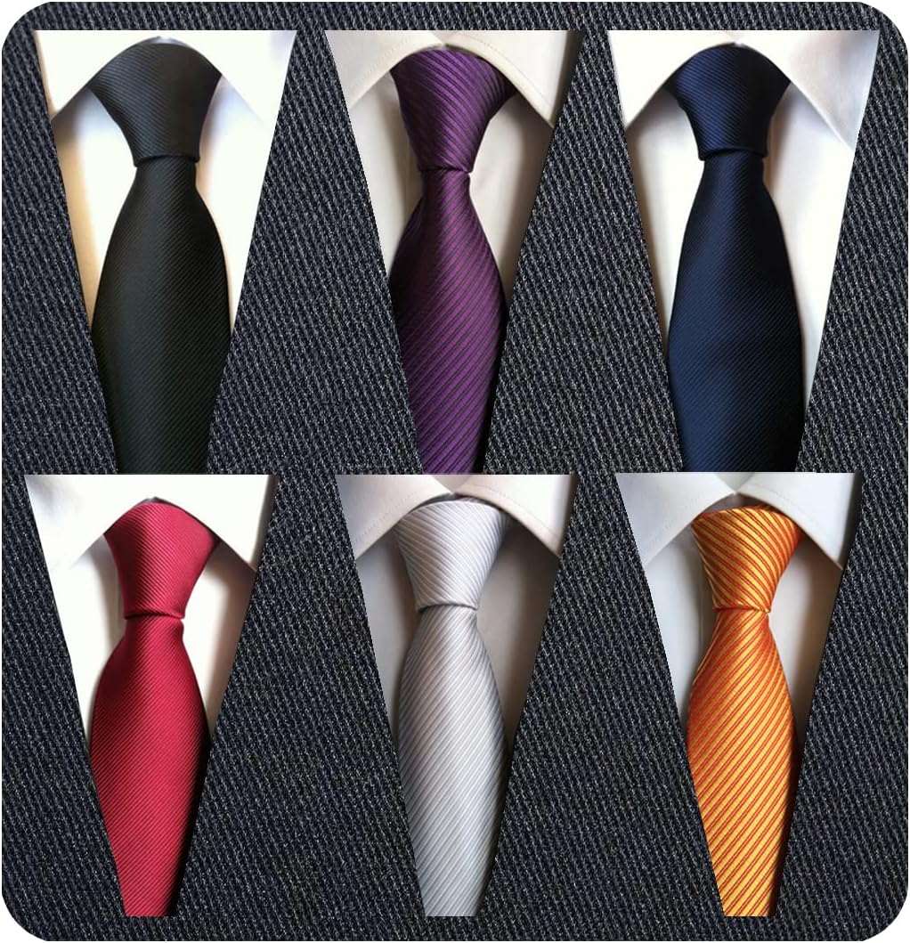 Adulove Men's Necktie Classic Silk Tie Woven Jacquard Neck Ties 6 PCS Black, Pur...