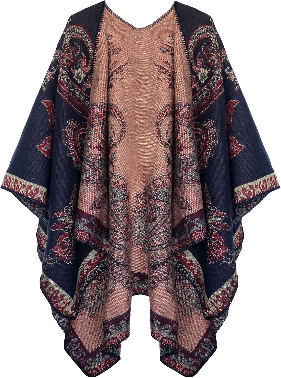 Urban CoCo Women's Color Block Shawl Wrap Open Front Poncho Cape One Size Series...