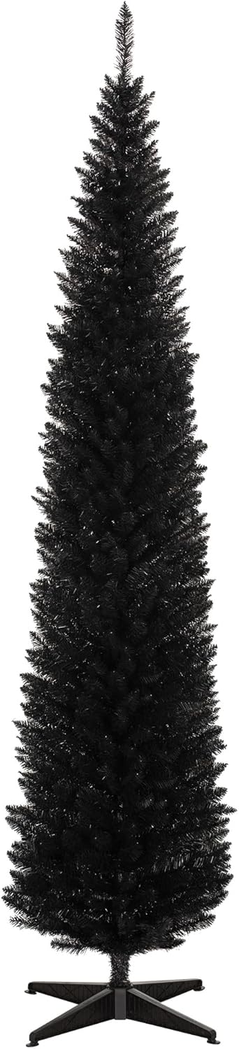 HOMCOM 8' Artificial Pencil Christmas Tree, Slim Xmas Tree with 618 Realistic Br...