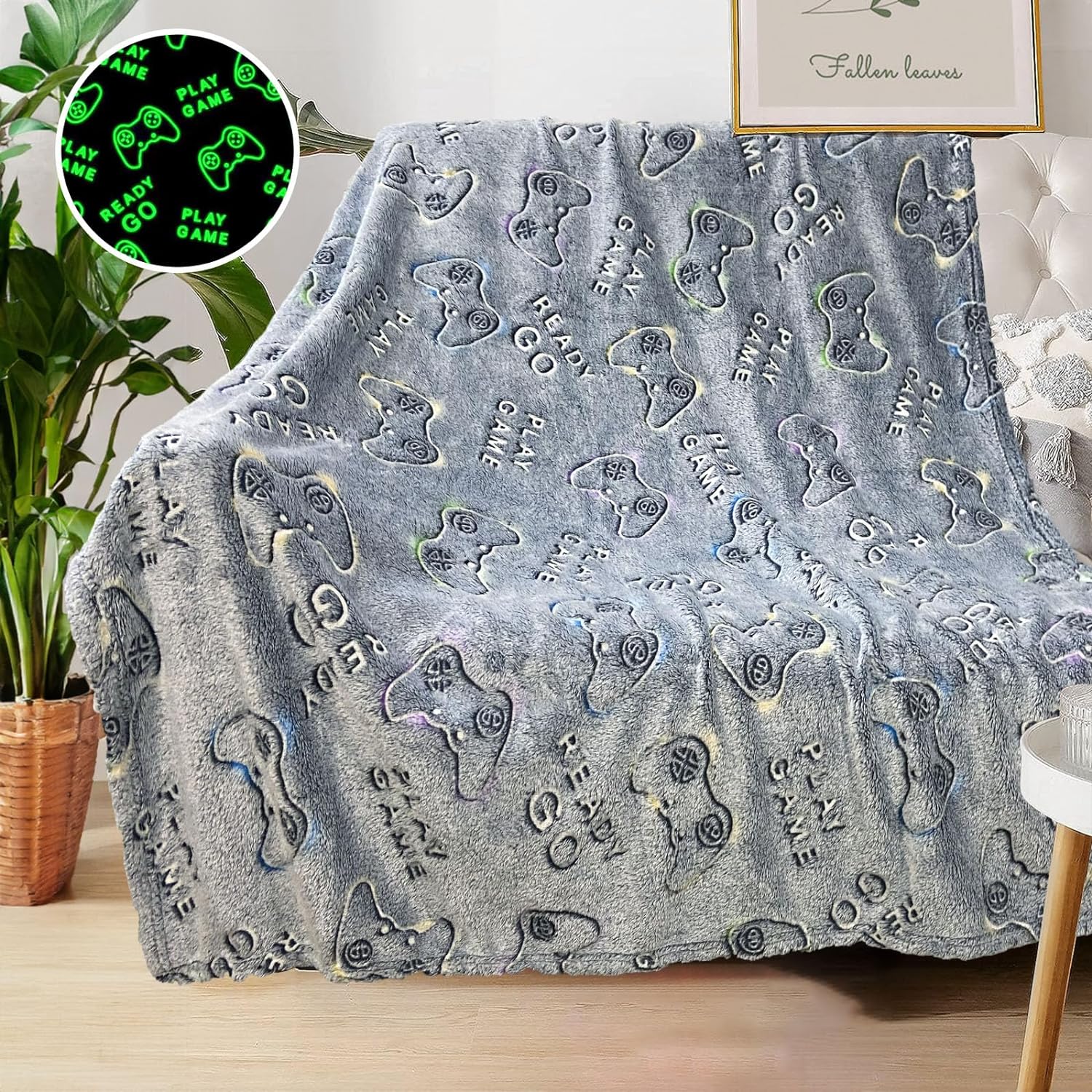 Gaming Blanket, Special Glow in The Dark Gamer Blanket, Innovative Gifts for Tee...