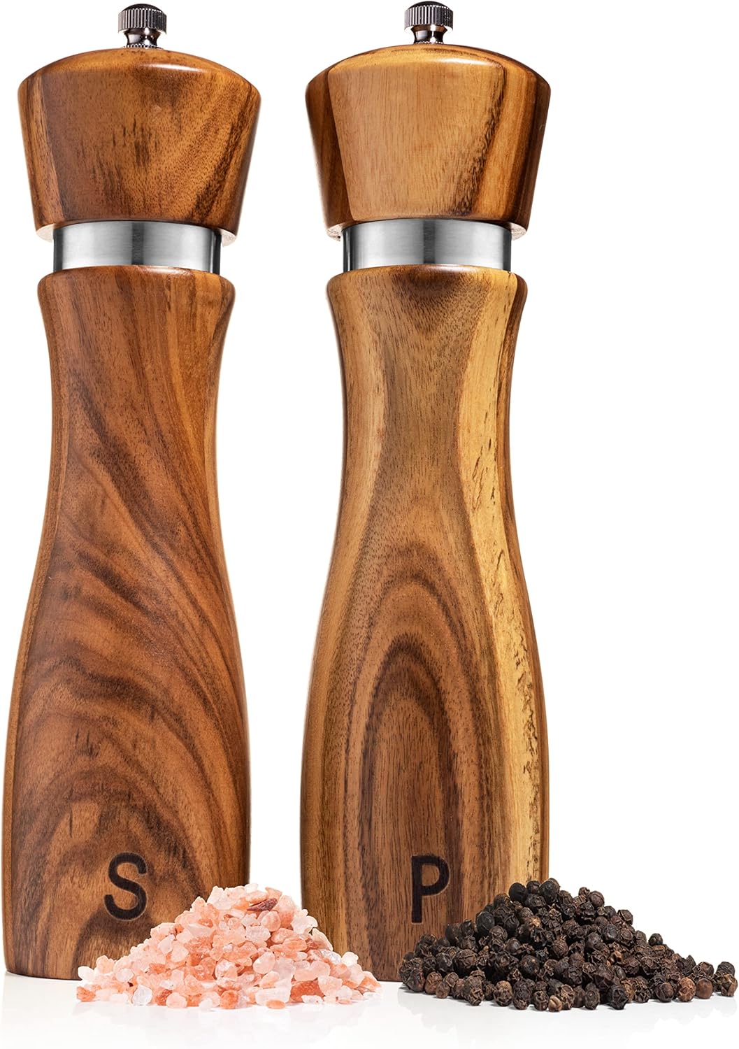 Wooden Salt and Pepper Grinder Set, Special Refillable Salt and Pepper Shakers f...