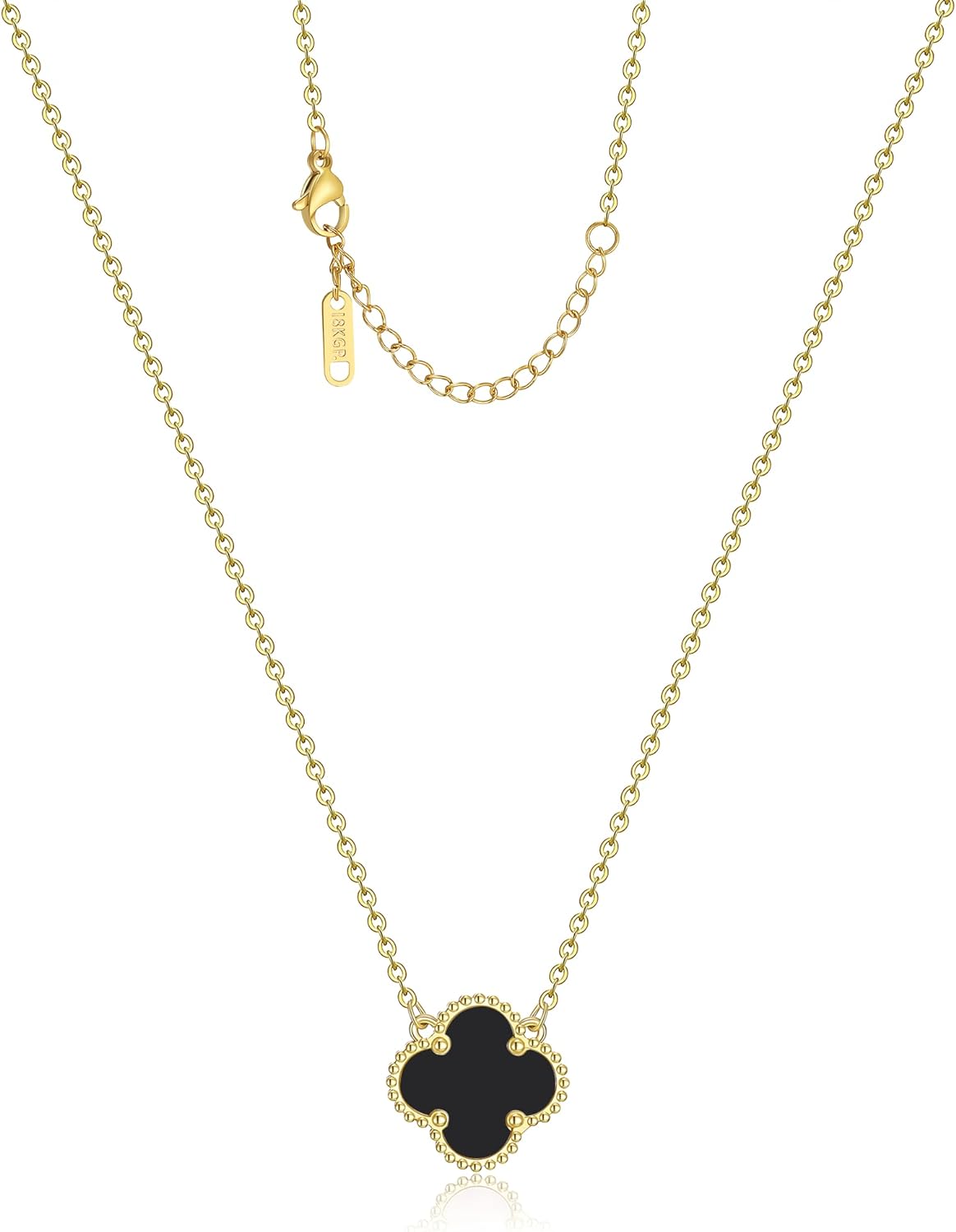 Clover Pendant Necklace for Women 18K Gold Plated Four Leaf Clover Necklace Luck...