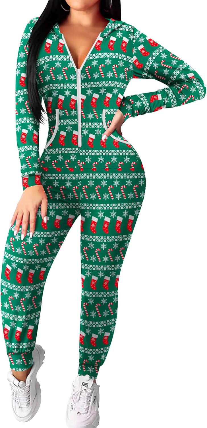 Ekouaer Christmas Onesie, Special Women Hooded Jumpsuit, Innovative Long Sleeve...