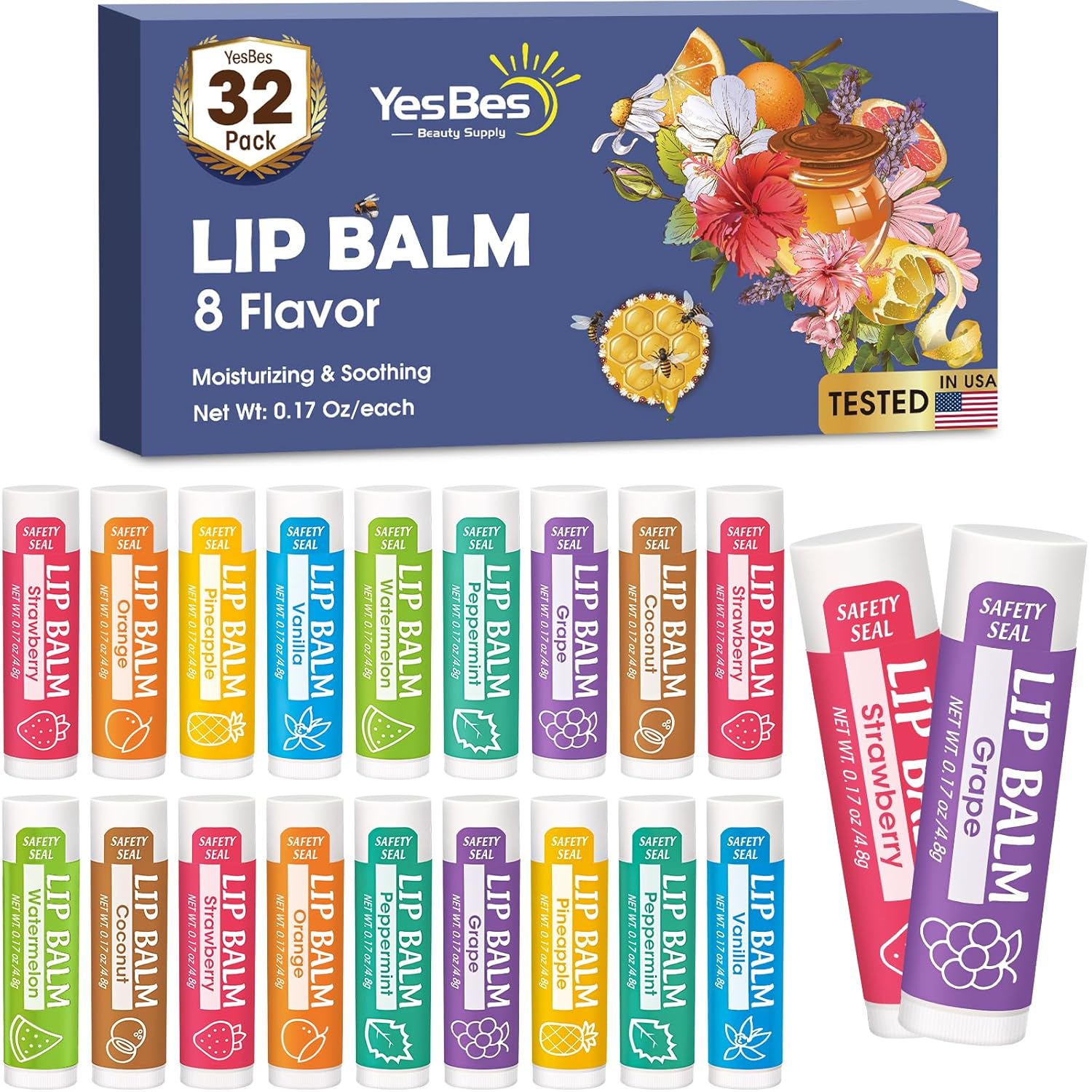 Special Lip Care, 32 Pack Lip Balm with Natural Ingredients, Unique Lip Balm For...
