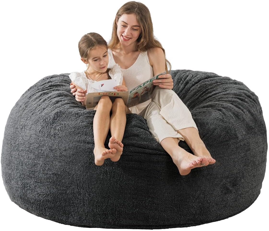 Most Comfortable WhatsBedding Sherpa Fabric Bean Bag Chair, Premium Memory Foam...