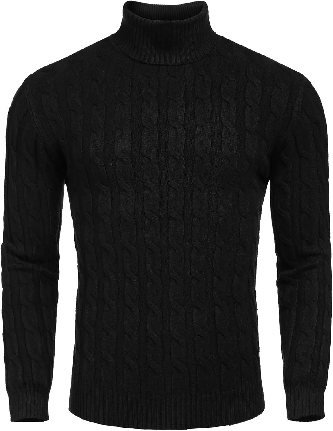 COOFANDY Men's Slim Fit Turtleneck Sweater, Stylish Casual Twisted Knitted Pullo...